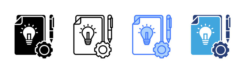 Design Process icon sheet multiple style collection