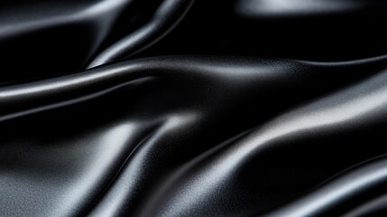 Dark, smooth, luxurious fabric drapes elegantly.  Detailed close-up view of flowing folds and texture