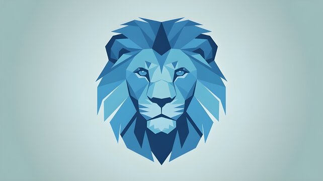 Ilustra&ccedil;&atilde;o vetorial de le&atilde;o azul em estilo geom&eacute;trico, s&iacute;mbolo de for&ccedil;a e autoridade, ideal para temas como imposto de renda, Receita Federal e finan&ccedil;as.