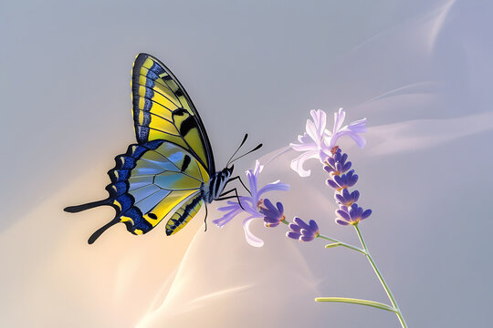 Beautiful butterfly on lavender flower nature photography stock image for desktop wallpaper and backgrounds
