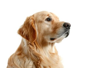 Portrait of a Golden Retriever Dog on a White Isolated Background Full Height