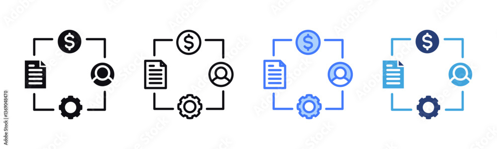 Poster Value Chain icon sheet multiple style collection