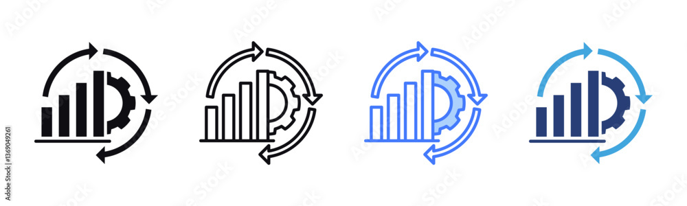 Poster Continuous Improvement icon sheet multiple style collection