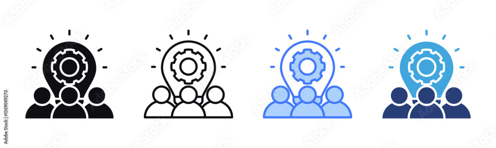 Poster teamwork icon sheet multiple style collection