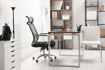 Doctor's workplace in medical office. Healthcare service