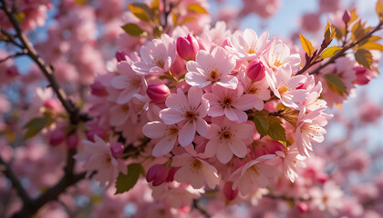 Obraz premium stunning macro shot of a flower tree in full bloom during the spring