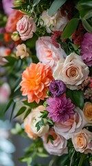 Fototapeta premium Vibrant floral arrangement, close-up