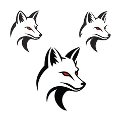Fototapeta premium Fox logo, fox icon, fox head, vector set