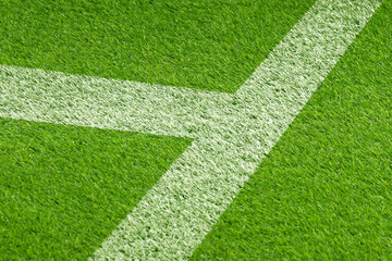 Football field with markings on green turf