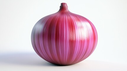 A glossy, vibrant red onion, a culinary delight on a bright white background.