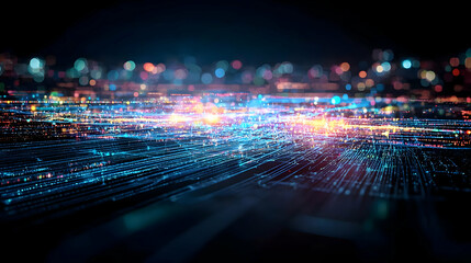 Abstract Night Cityscape Digital Art