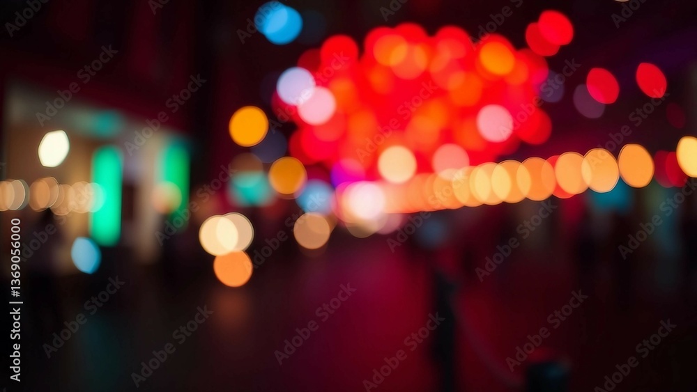 Poster a video showing vibrant blurred lights shining in darkness creating an abstract and colorful spectac
