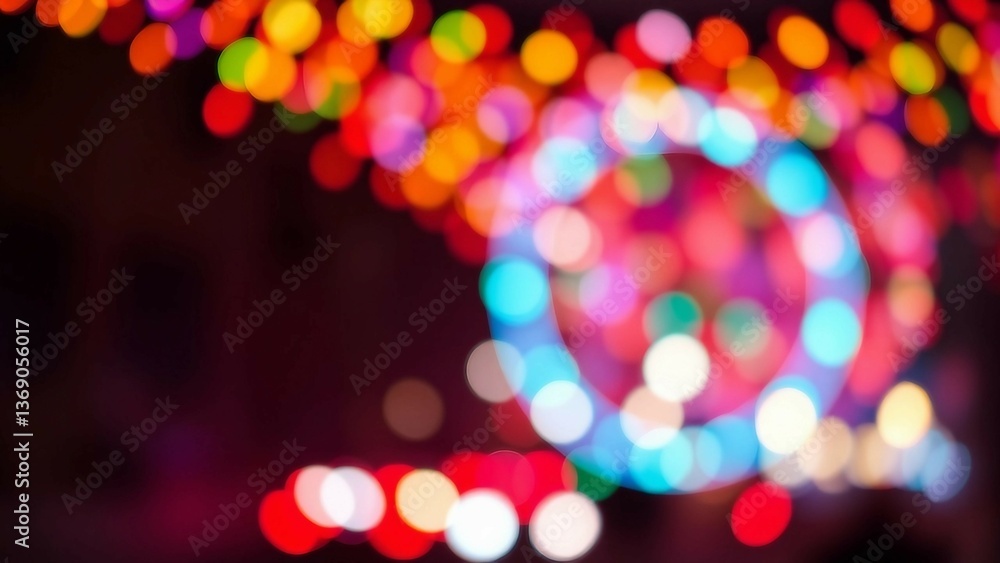 Poster a video showing vibrant blurred lights shining in darkness creating an abstract and colorful spectac