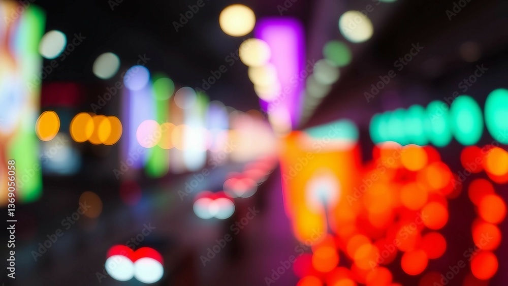 Poster a video showing vibrant blurred lights shining in darkness creating an abstract and colorful spectac