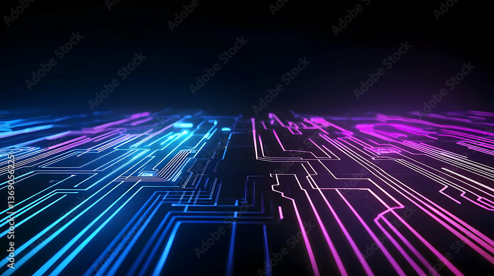 Poster abstract glowing circuit pattern design