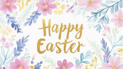 Vibrant easter greeting card with hand-painted flowers design for celebration