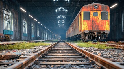 Abandoned Rusty Train in Old Depot