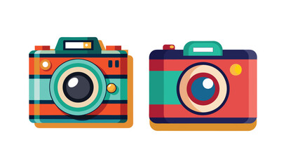 digital camera on white background set