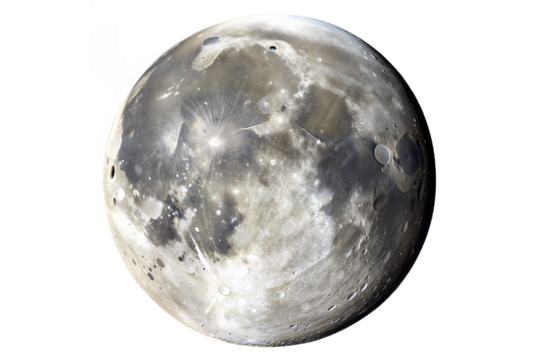 full moon in blue isolated on transparent png background