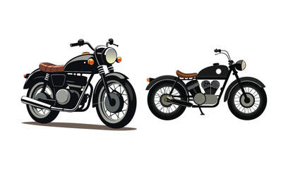 Fototapeta premium Black motorcycle on a white background set