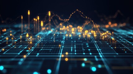 Fototapeta premium Abstract digital artwork symbolizing AI-driven market predictions and business insights.