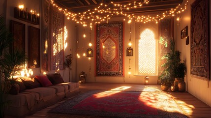 Warm, sunlit Moroccan living room