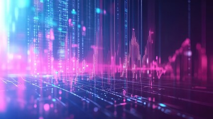 Abstract futuristic background with glowing graphs representing the future of business trends.