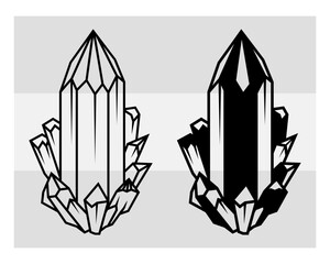 Crystal svg, Gem, Crystal silhouette, Celestial svg, Gemstone, Jewel Crystals, Crystals Files for Cricut, Diamond, Magic Crystals, Clipart, Outline, Cricut, Vector Crystal, Eps, Monogram, 