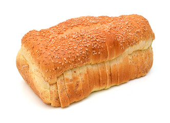 Sliced bread on white background