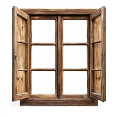 Obraz premium wooden window frame isolated on White background Remove, Clipping Path