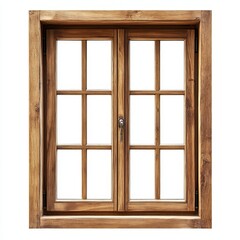 Fototapeta premium wooden window frame isolated on White background Remove, Clipping Path