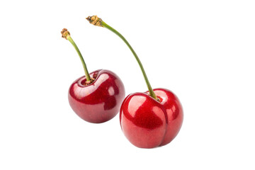 two cherries isolated on transparent png background