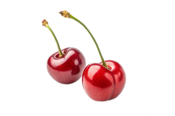 two cherries isolated on transparent png background