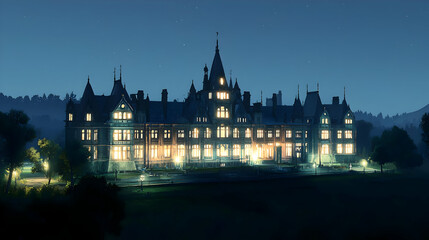 Fototapeta premium Illuminated Historic Castle At Night