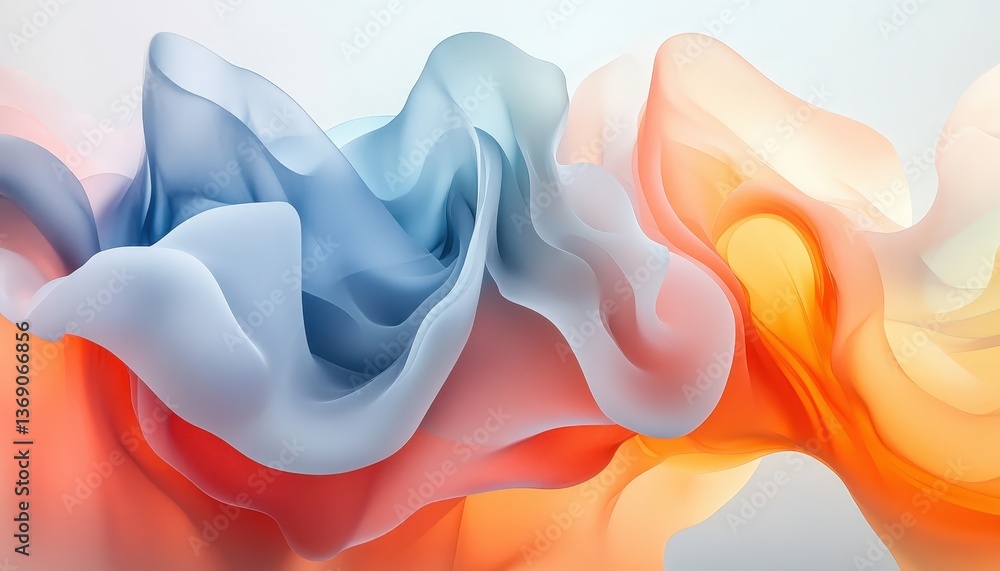 Aufkleber Colorful abstract waves blend smoothly to create a mesmerizing visual effect in bright hues and soft contours, evoking a sense of fluid motion and artistic expression