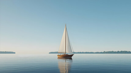 Fototapeta premium Sailboat Sailing On Calm Blue Ocean Water Under Clear Sky During Daylight