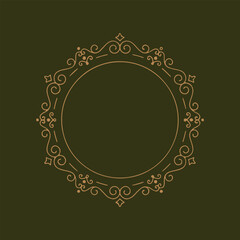 Elegant Ornamental Frame with Floral Swirls on Dark Background.