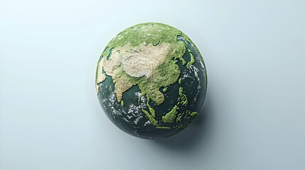 Pixelated 3D Model Of Asia On Globe