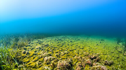 Fototapeta premium Underwater Seabed Landscape Panorama