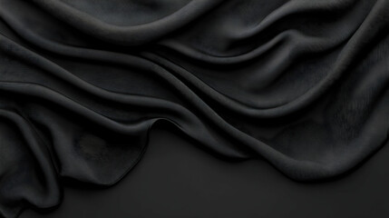 Fototapeta premium Draped Black Fabric Texture With Geometric Pattern