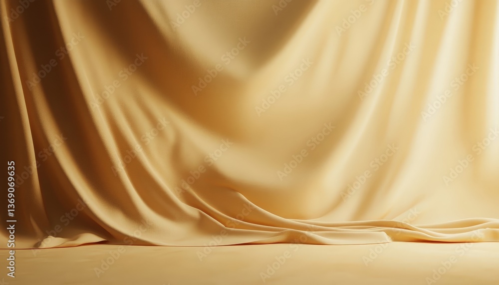 Aufkleber soft beige fabric drapes gracefully, creating a calming atmosphere in a serene indoor space during d