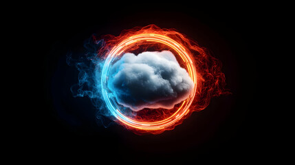 Obraz premium Abstract Cloud Encircled By Glowing Fire And Ice Rings