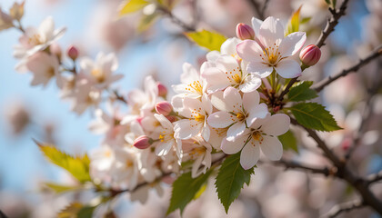 Obraz premium stunning macro shot of a flower tree in full bloom during the spring