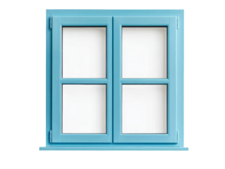 Blue window frame design for home architecture and decoration, cut out