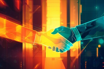 Futuristic digital handshake concept