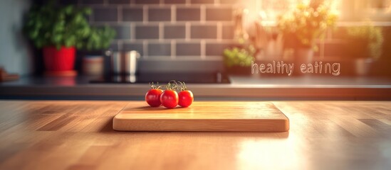 Kitchen prep Tomatoes on wood, healthy eating