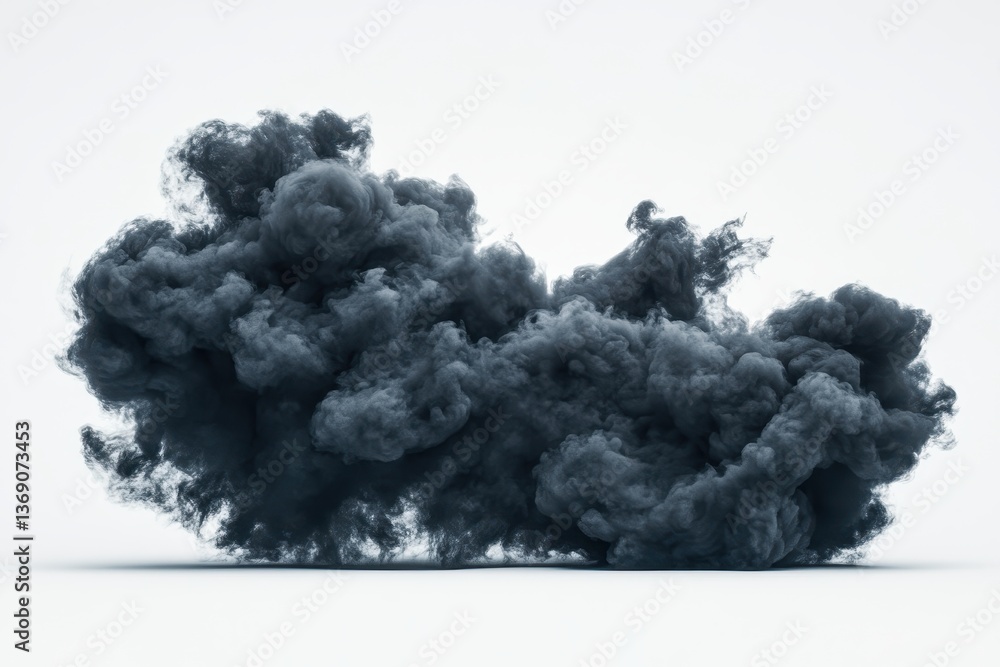 Aufkleber Dark smoke billowing in a dramatic cloud formation against a light backdrop, creating an intense visual effect and evoking a sense of mystery and intrigue in the atmosphere
