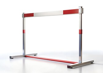 Hurdle of Resilience: A single hurdle, the epitome of challenge, poised on a track ready for action and a symbol of overcoming obstacles. The color and design of the hurdle inspire determination.