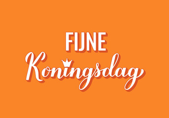 Koningsdag calligraphy lettering. King’s Day in Dutch. National holiday in Netherlands on April 27. Vector template for typography poster, banner, flyer, etc.