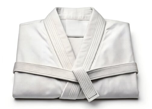 Pure Combat: A pristine white martial arts gi, meticulously folded, hinting at discipline, skill, and the purity of practice, ready to begin its next chapter
